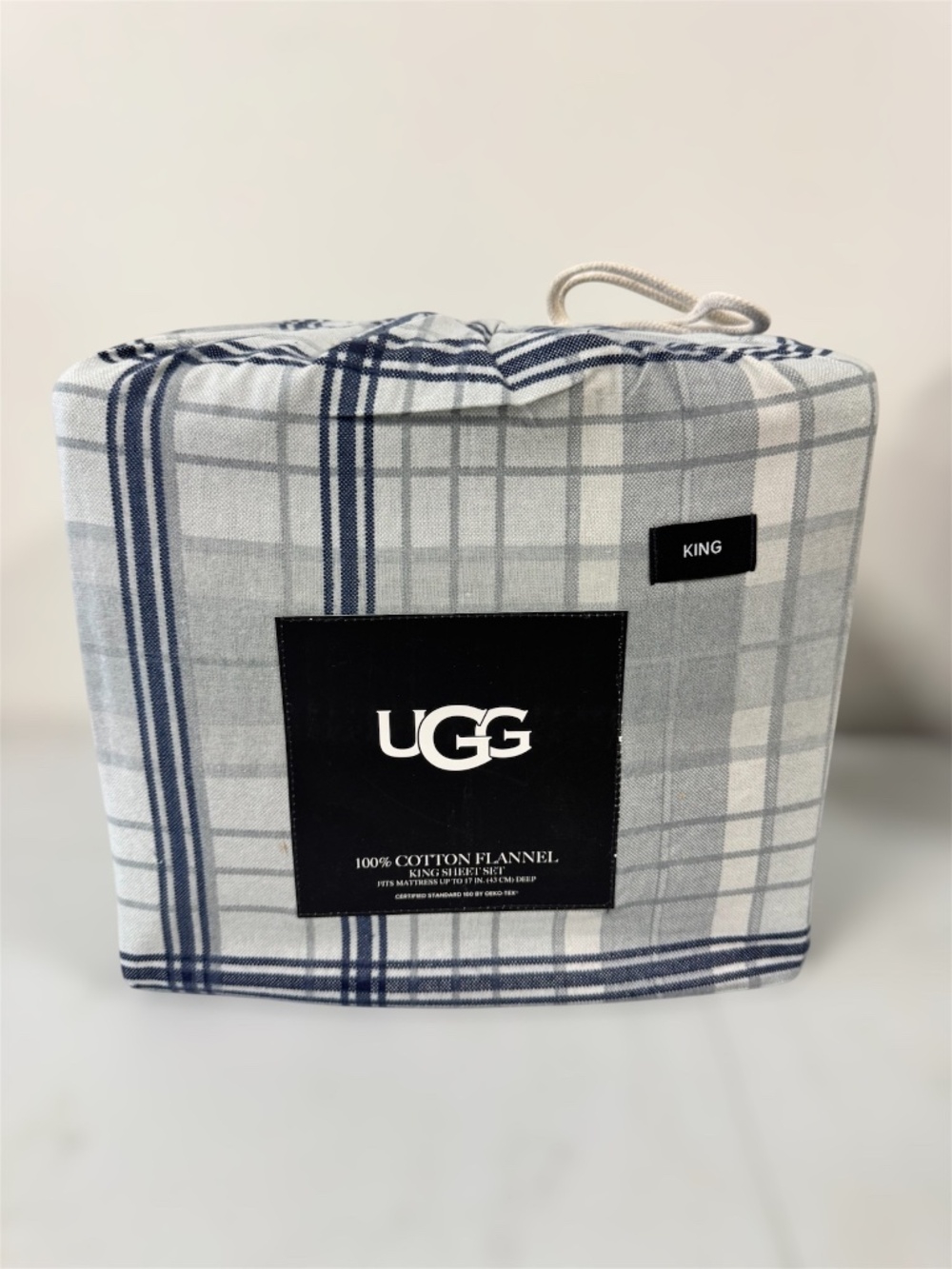 UGG King Flannel Sheet Set – Ocean Plaid (New)